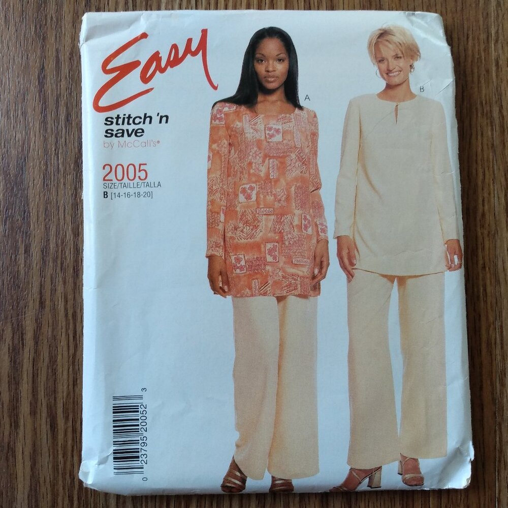 Boho Tunic Top, Pull-On Pants Sewing Pattern Plus Size 14-20 UNCUT 2005